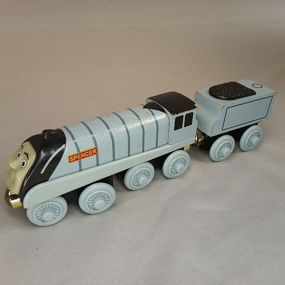 Thomas Wooden Railway Spencer Engine With Tender Gold Magnets 2003 Vintage